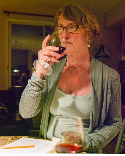 Christine Stimac tasting our 2017 Pinot Noir during our barrel tasting event in Las Vegas, Nevada.