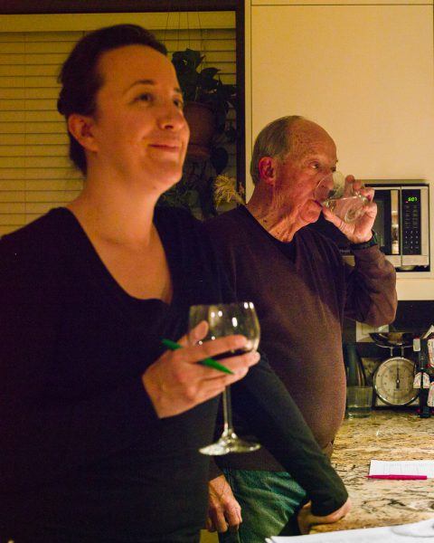 Cynthia and Victor Stimac tasting our 2017 Cuvée Virginia Pinot Noir during our barrel tasting in Las Vegas, Nevada.