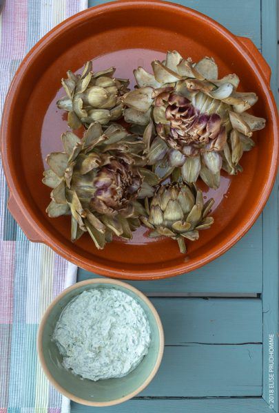 Sour Cream Herb Dressing and Home-grown Artichokes