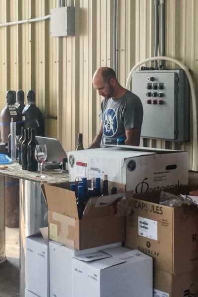 Winemaker, Dan Duryee, concentrating on Lady Hill bottling line-up.