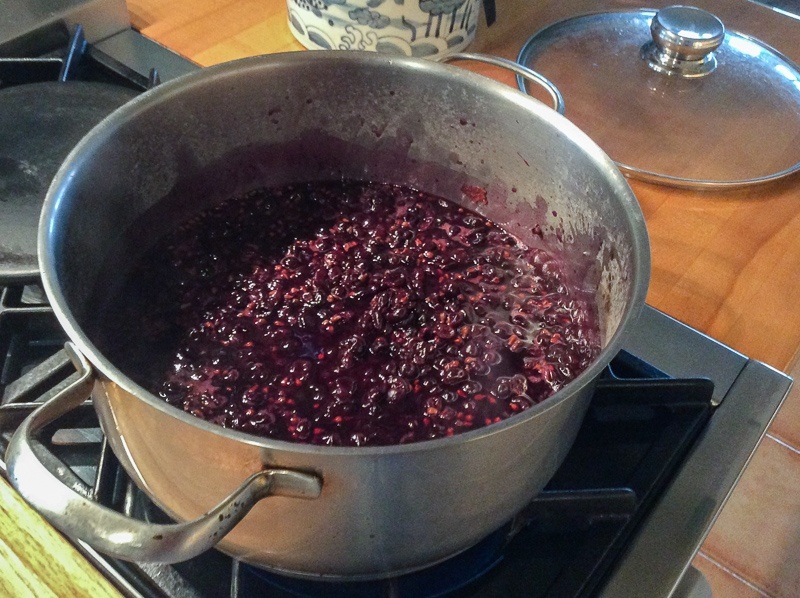 Cooking down Pinot Noir grapes to make The Worlds Most Expensive Jelly, Three Feathers Estate & Vineyard.