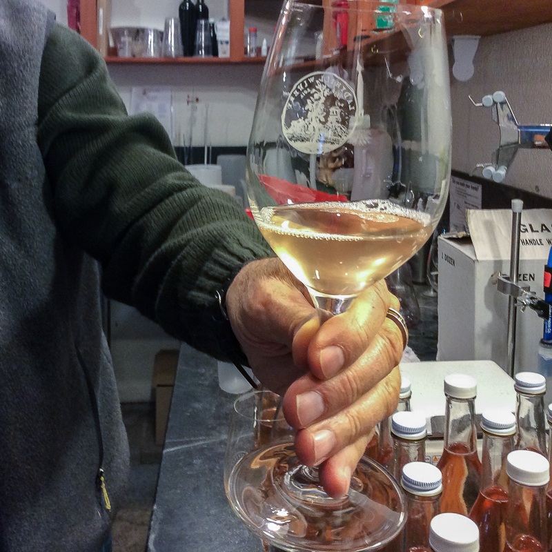 Three Feathers 2018 Blanc de Noirs almost in the bottle