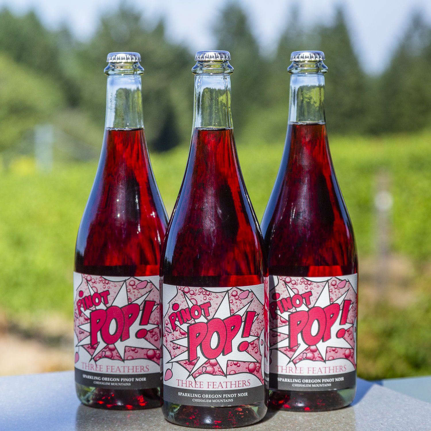 Presenting Three Feathers Pinot POP ™, a lightly sparkling Pom