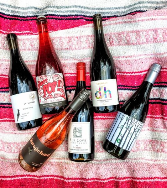 Photo by Michael Alberty, published in The Oregonian, including Three Feathers Pinot POP.