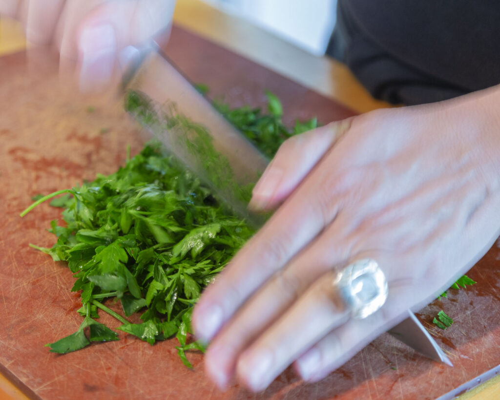 Assemble the ingredients and chop, grate, prepare them individually.  The tuna should be separated into flakes and the scallions should be finely chopped.