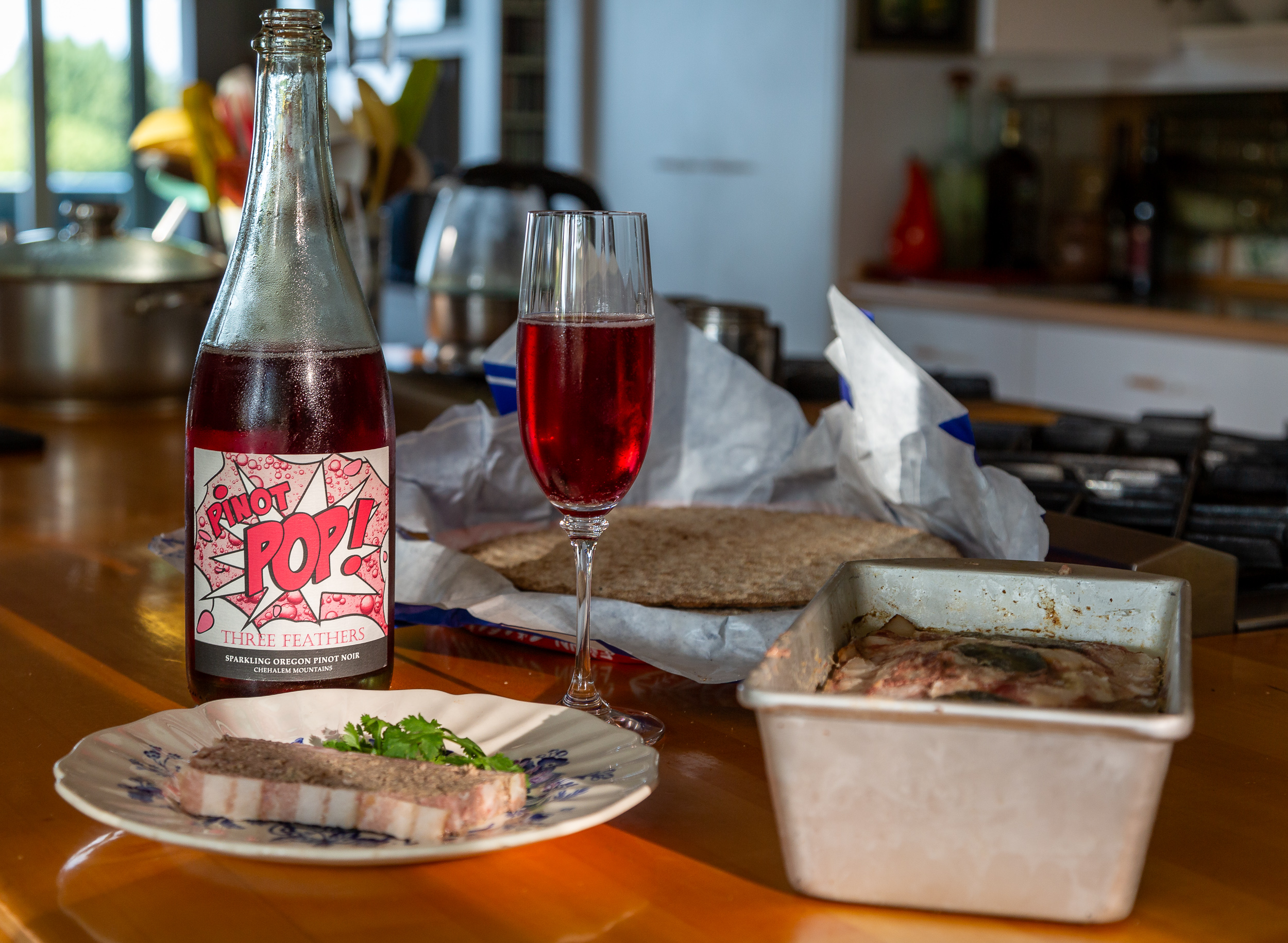 Three Feathers Pinot POP pairs perfectly as a starter with Homemade Rabbit Pate
