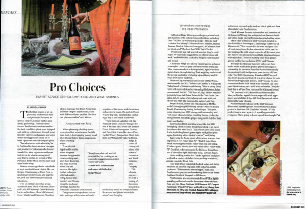 Three Feathers Wines Highlighted in a Holiday Wine Article